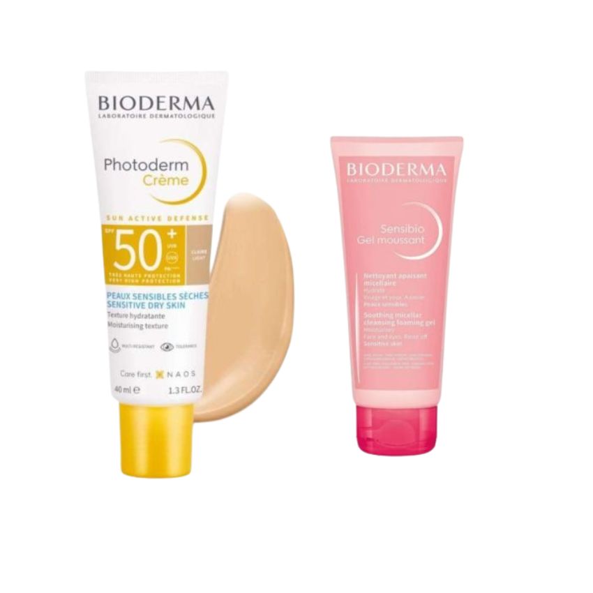 BIODERMA - PACK DUO PHOTODERM CREME TEINTE CLAIRE SPF 50 SENSIBIO GEL MOUSSANT