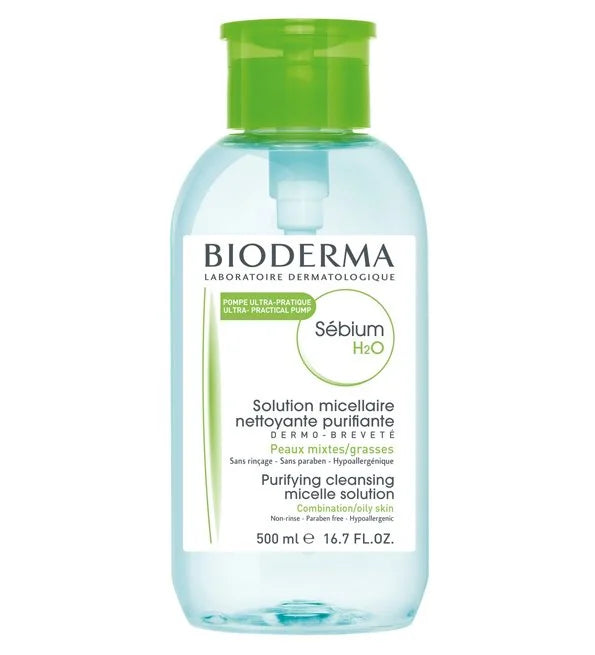 BIODERMA - SEBIUM H2O EAU MICELLAIRE NETTOYANTE AVEC POMPE INVERSE 500ML