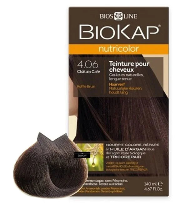 BIOKAP - NUTRICOLOR COLORATION NATURELLE 4.06 CHATAIN CAFE