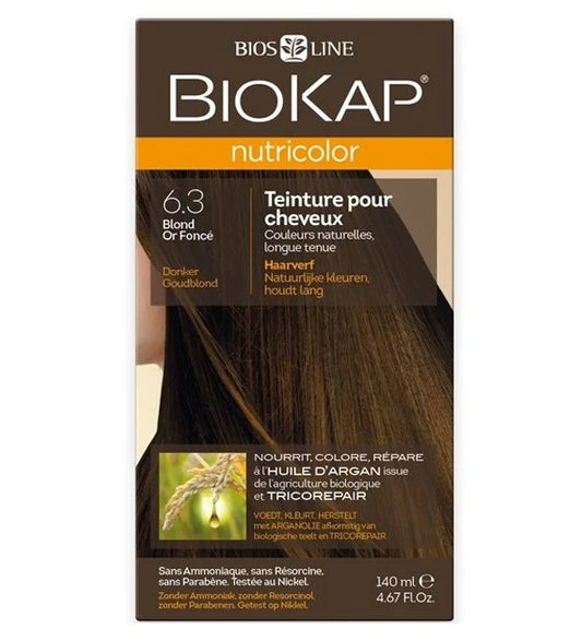 BIOKAP - NUTRICOLOR COLORATION NATURELLE 6.3 BLOND OR FONCE