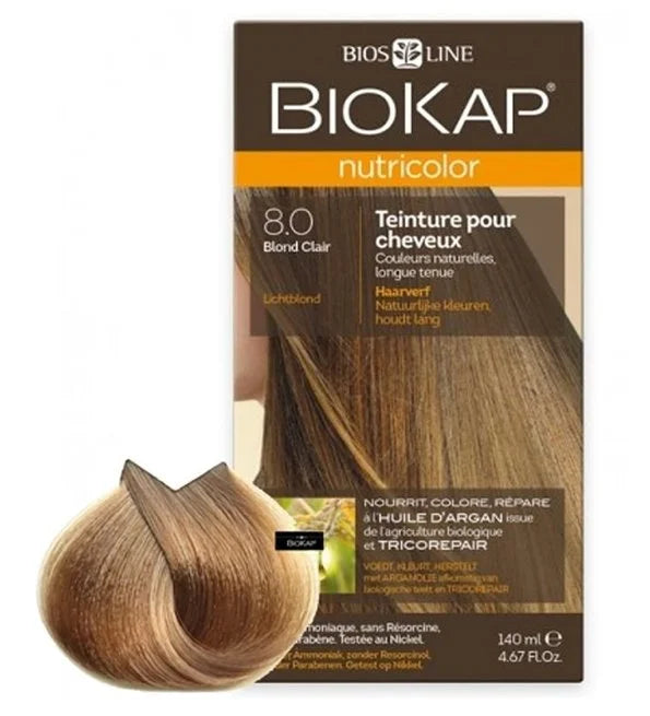 BIOKAP - NUTRICOLOR COLORATION NATURELLE 8.0 BLOND CLAIR
