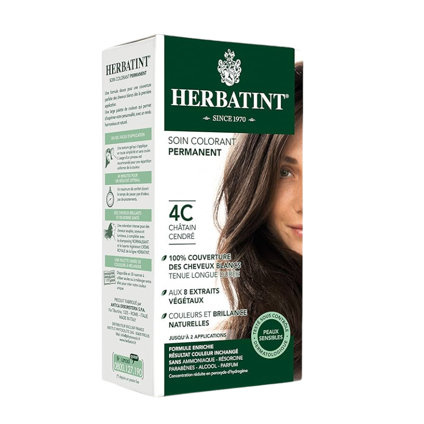HERBATINT - SOIN COLORANT PERMANENT 4C CHATAIN CENDRE 150 ML
