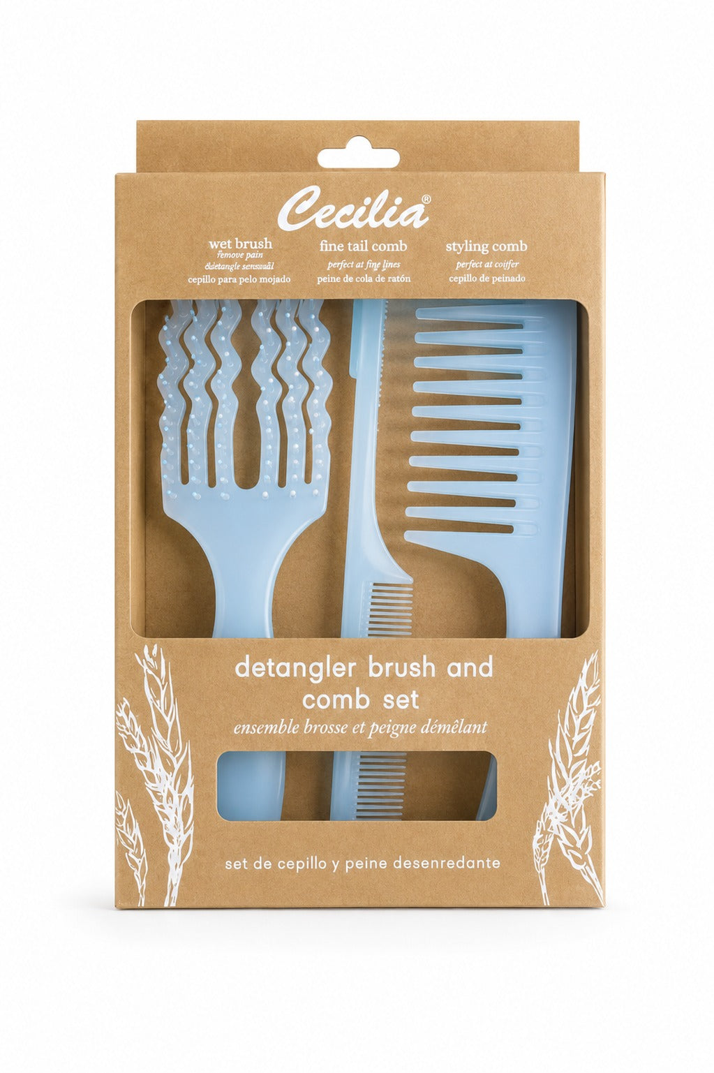 CECILIA - COFFRET BROSSES WET 3 PIECES TZ-801-3PCS BLEU