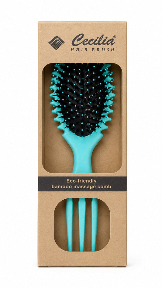 CECILIA - BROSSE CHEVEUX BOUCLES OVALE VERT 2038