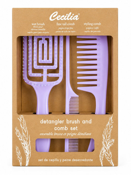 CECILIA - COFFRET BROSSES WET 3 PIECES TZ-802-3PCS MAUVE