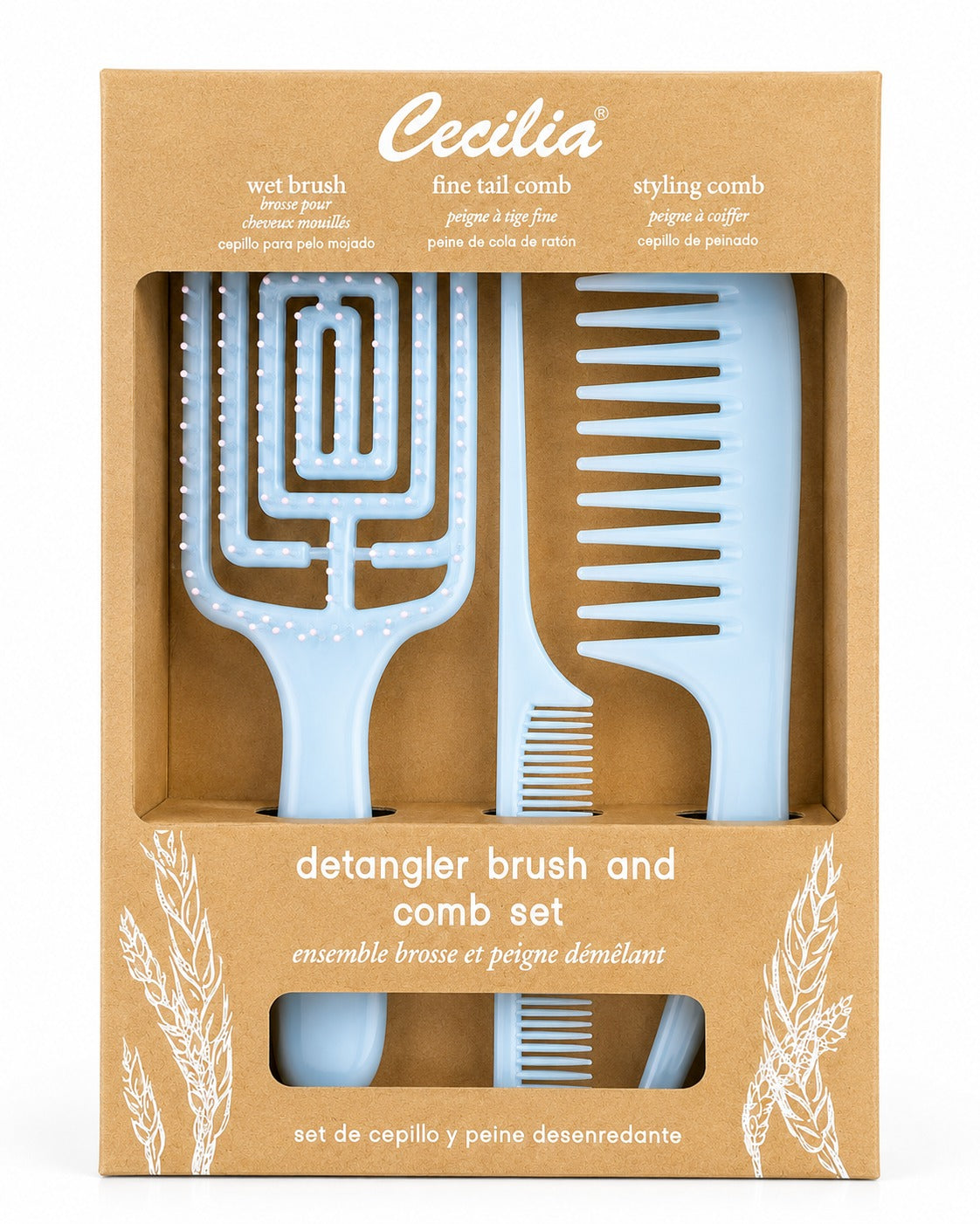 CECILIA - COFFRET BROSSES WET 3 PIECES TZ-802-3PCS BLEU
