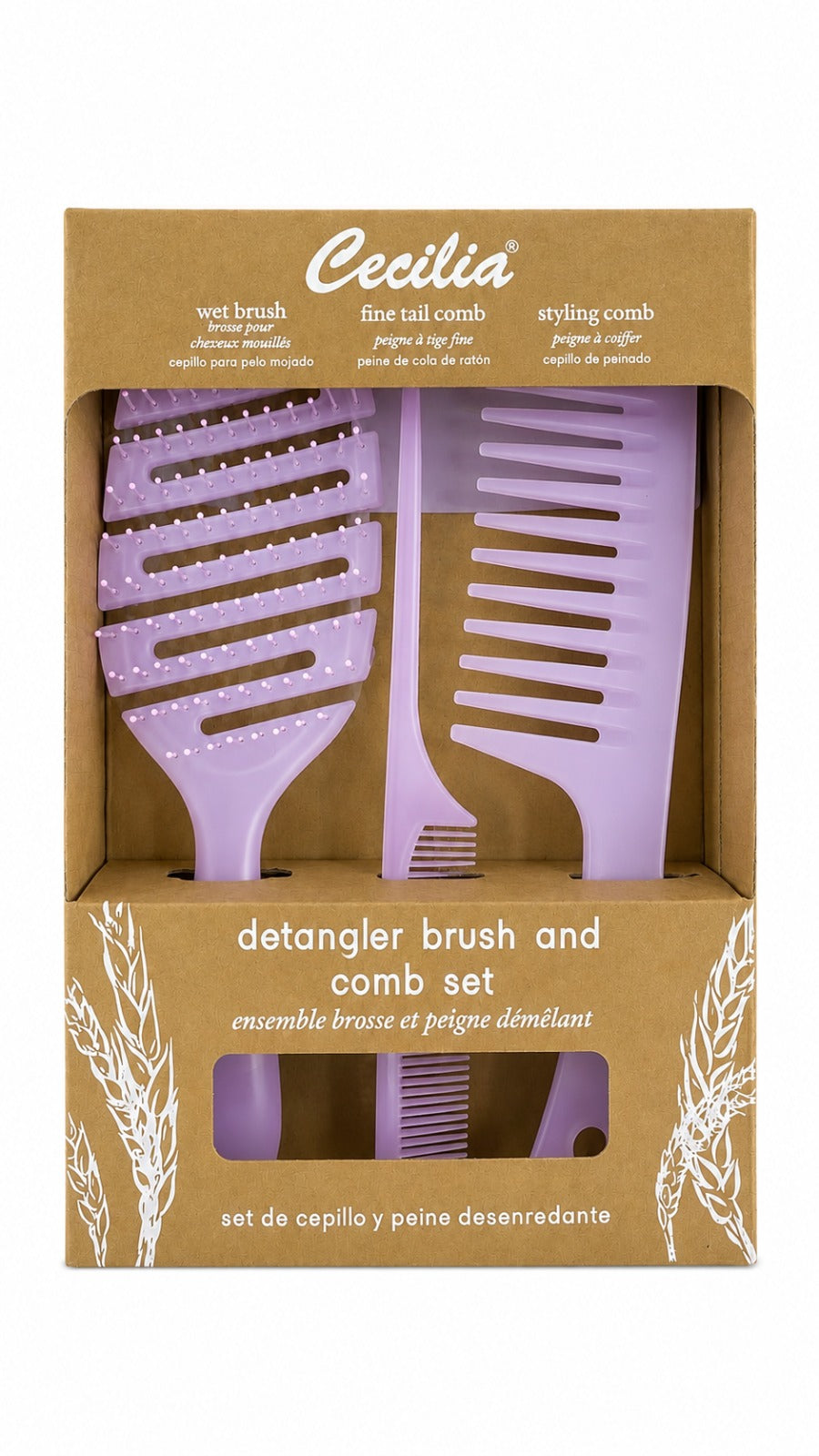 CECILIA - COFFRET BROSSES WET 3 PIECES TZ-803-3PCS MAUVE