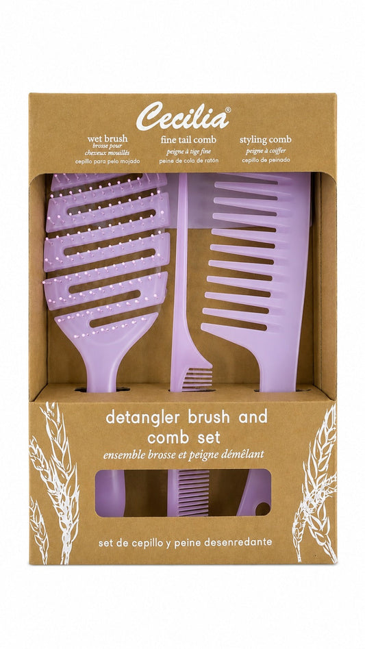 CECILIA - COFFRET BROSSES WET 3 PIECES TZ-803-3PCS MAUVE