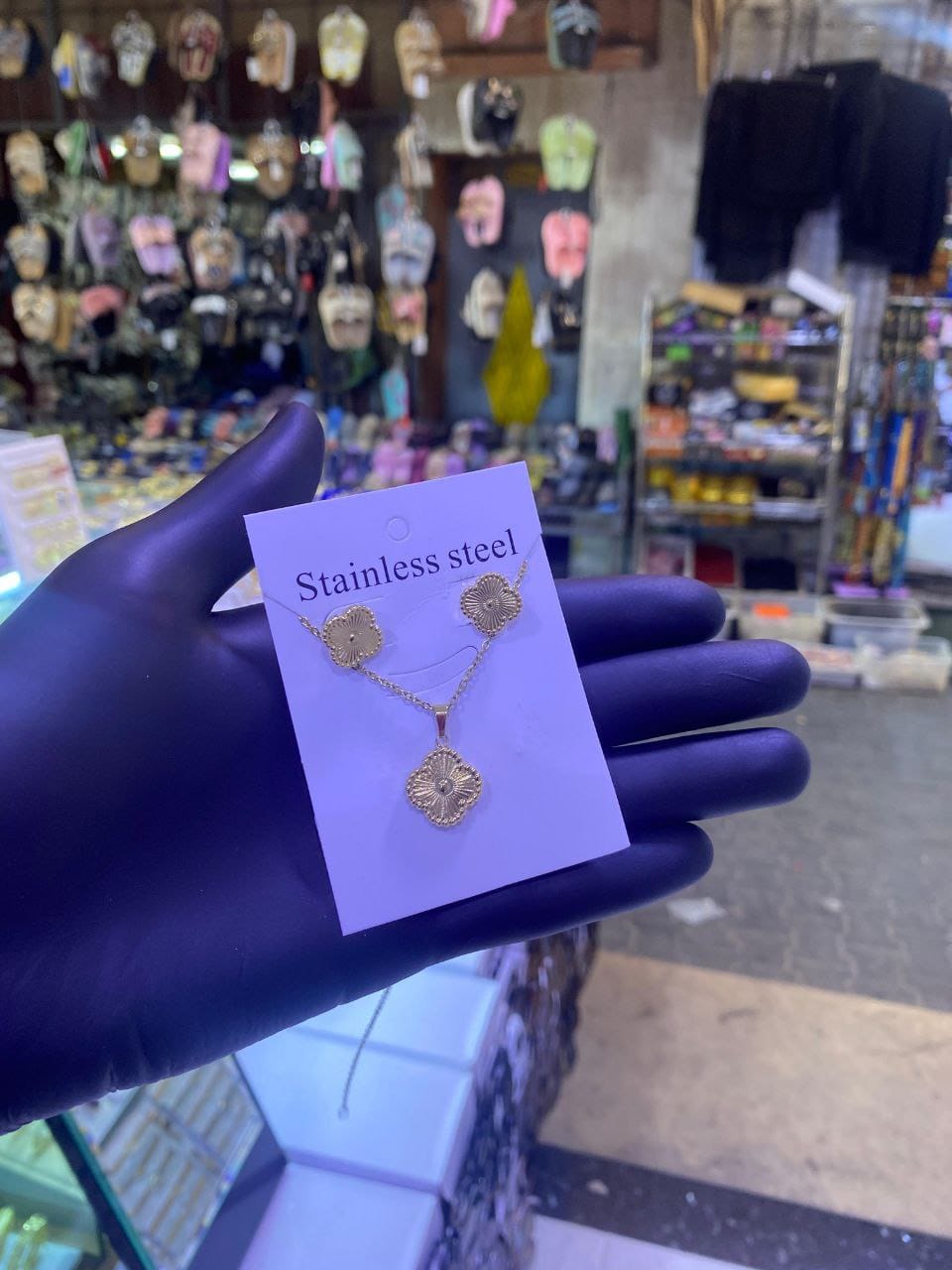 طقم مجوهرات نسائي ستايل فان كليف – ستانلس ستيل – رقم 197