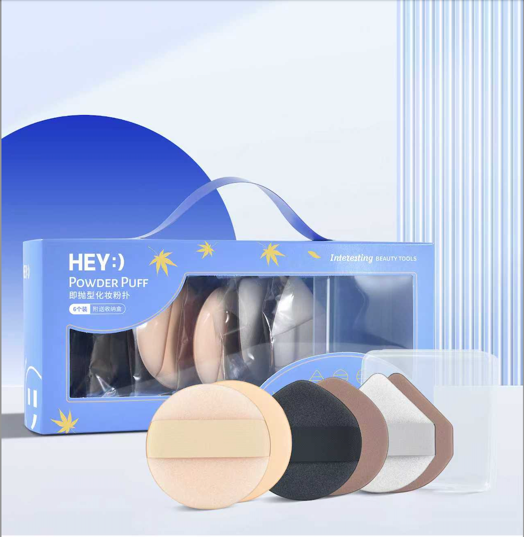 HEY - HOUPPETTES TRIPLE USAGE : FOND DE TEINT, POUDRE LIBRE ET CONTOUR 6 PIÈCES