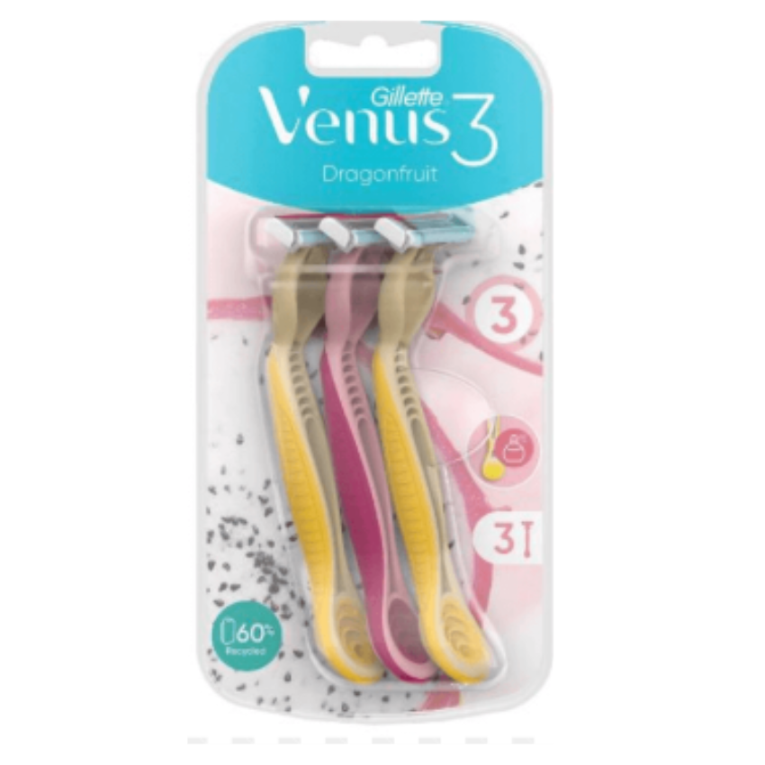 GILLETTE - RASOIRS VENUS DRAGONFRUIT, 3 PIÈCES