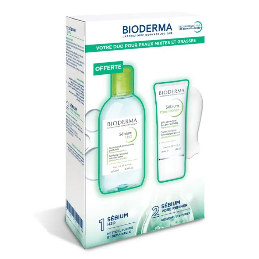 BIODERMA - COFFRET SEBIUM PORE REFINER SEBIUM H2O 250 ML OFFERT