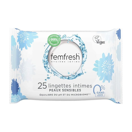 FEMFRESH - 25 LINGETTES INTIMES PEAUX SENSIBLES