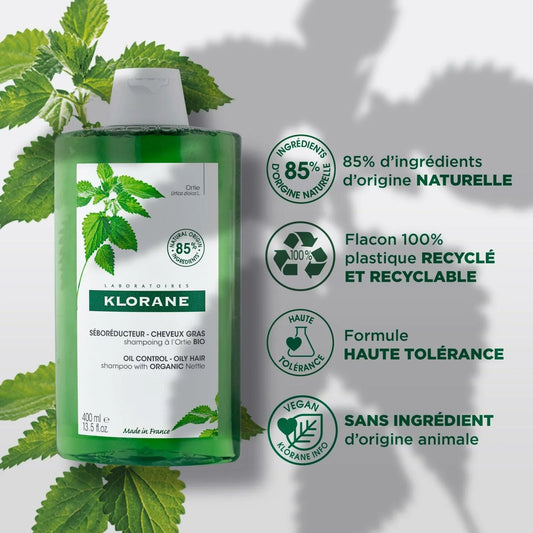 KLORANE - SHAMPOING ORTIE CHEVEUX GRAS 400ML