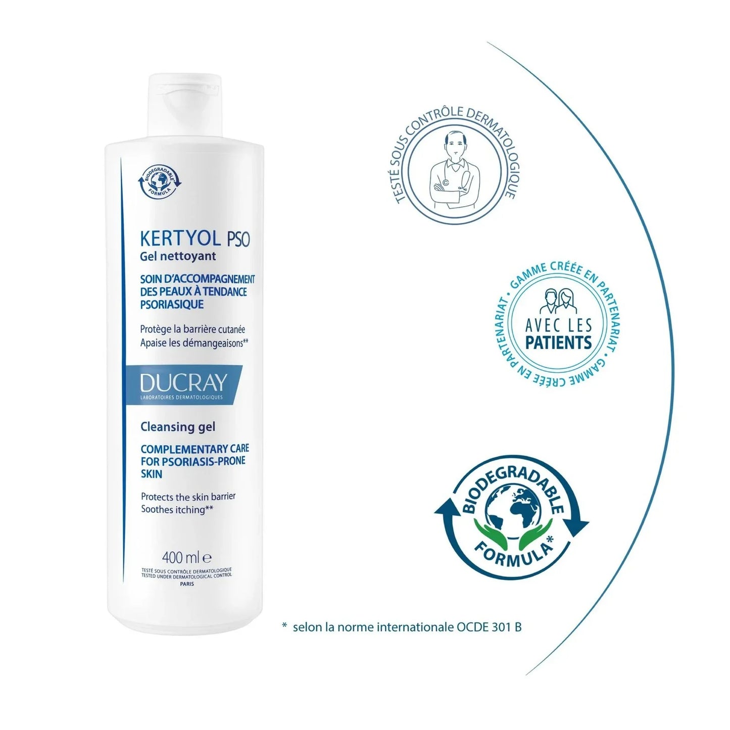 DUCRAY - KERTYOL PSO GEL NETTOYANT 400 ML