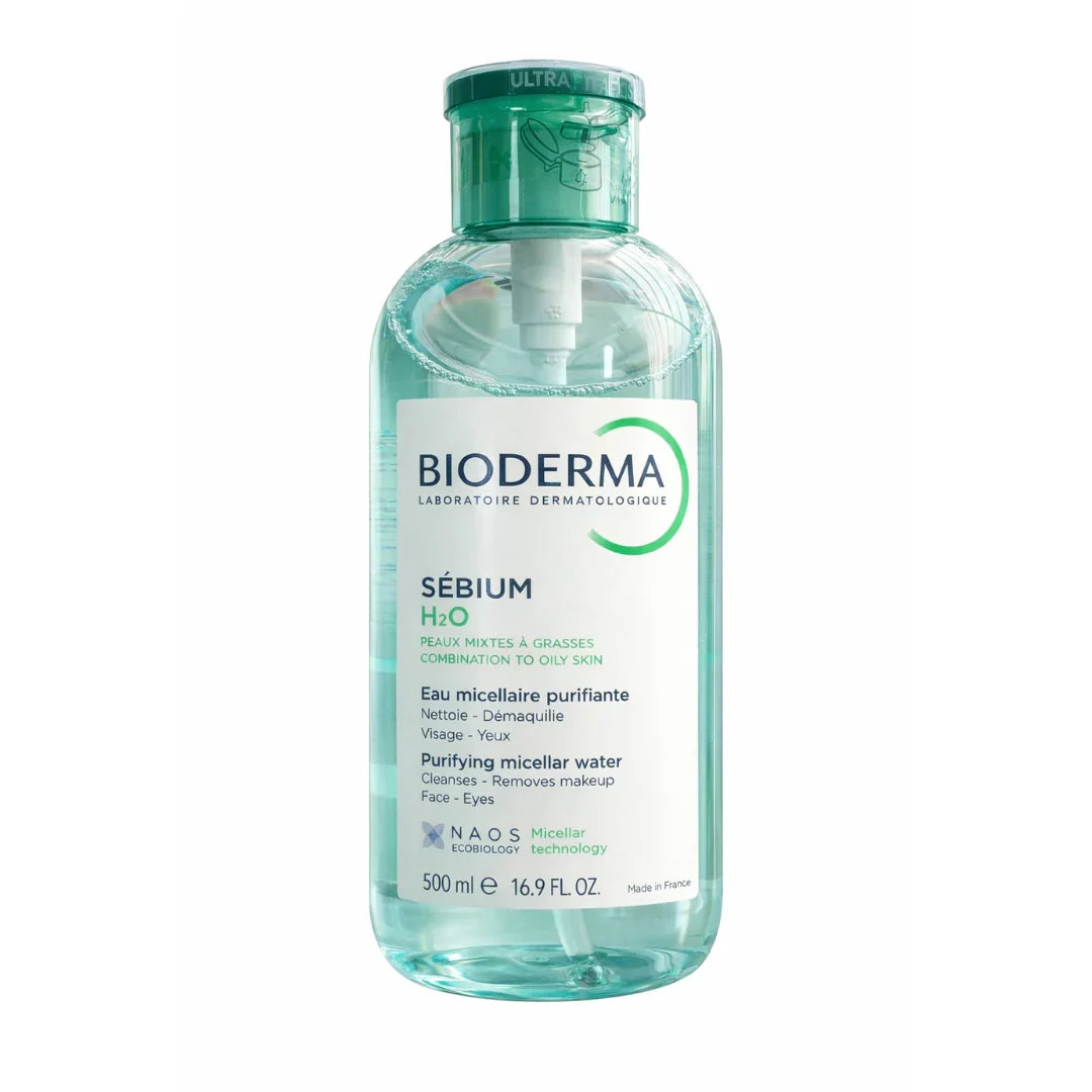 BIODERMA - SEBIUM H2O EAU MICELLAIRE NETTOYANTE AVEC POMPE INVERSE 500ML