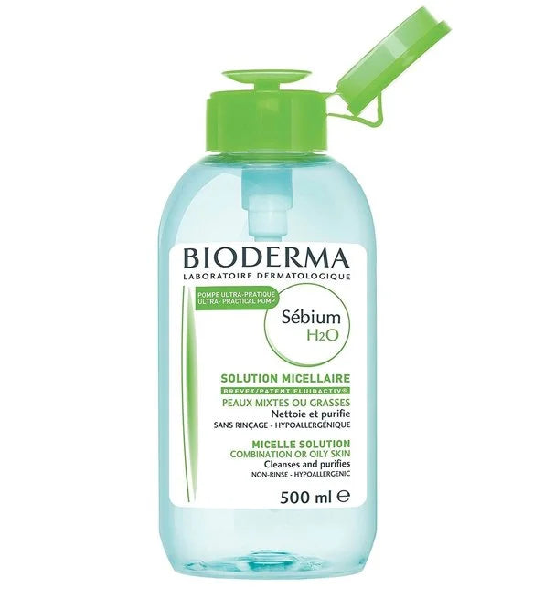 BIODERMA - SEBIUM H2O EAU MICELLAIRE NETTOYANTE AVEC POMPE INVERSE 500ML