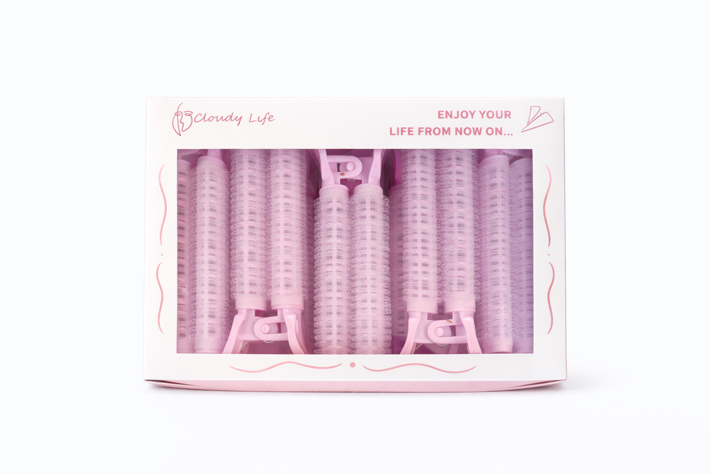 CLOUDY LIFE - COFFRET 6 HAIR ROLLER 5 PINCES MAUVE CL1751