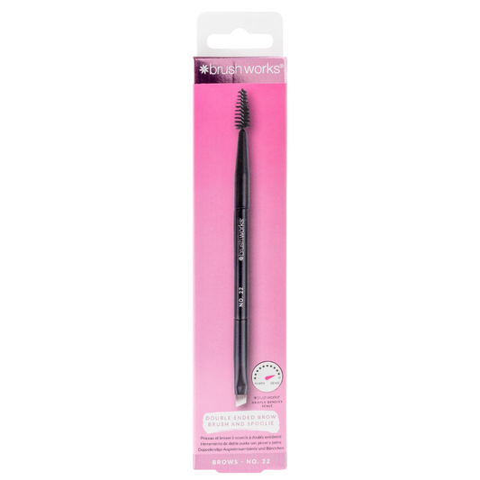 BRUSHWORKS - NO. 22 DOUBLE ENDED BROW BRUSH AND SPOOLIE