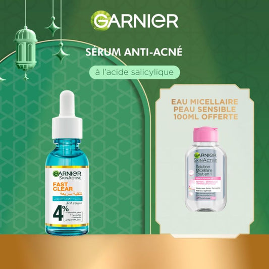 GARNIER - OFFRE SKIN SERUM FAST CLEAR 30ML = MICELLAIRE 100ML PS