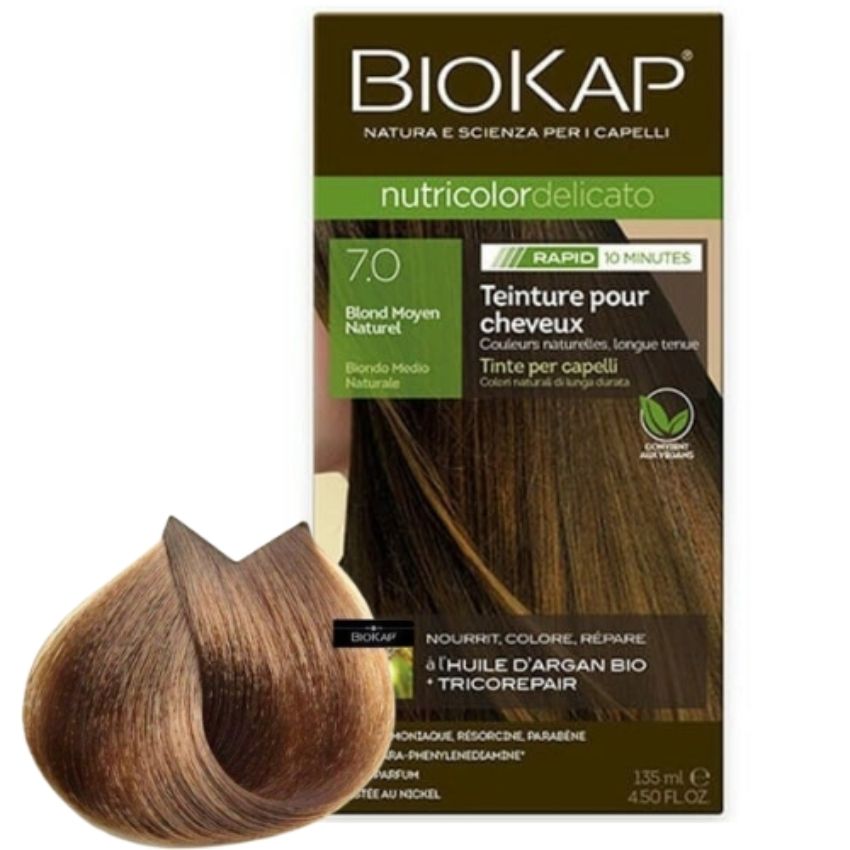 BIOKAP - NUTRICOLOR DELICATO COLORATION NATURELLE 7.0 BLOND MOYEN NATUREL