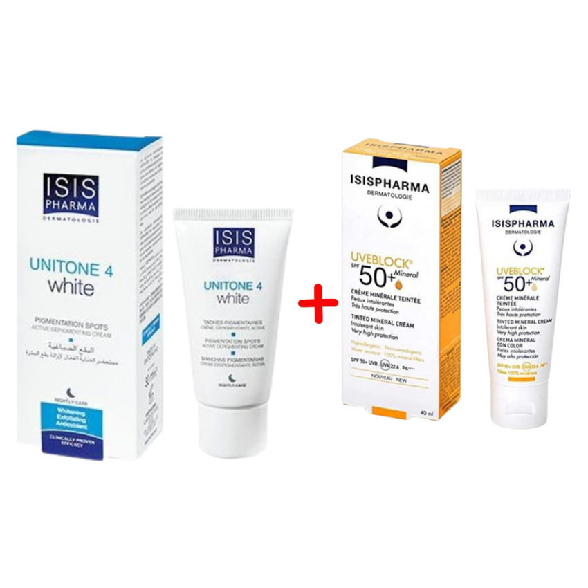 ISISPHARMA - PACK UNITONE 4 WHITE CREME UVBLOCK SPF50 TEINTE