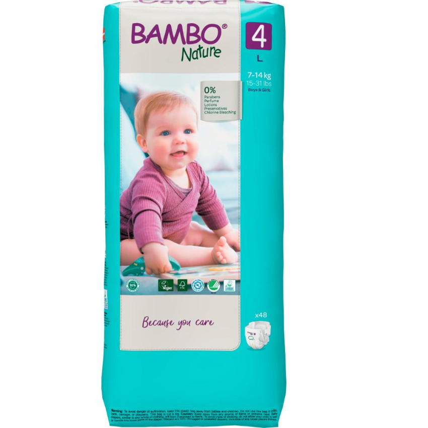 BAMBO NATURE - COUCHES T4 L 7-12KG/40 PIECES