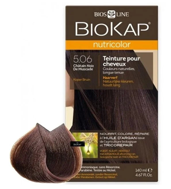 BIOKAP - NUTRICOLOR COLORATION NATURELLE 5.06 CHATAIN NOIX DE MUSCADE