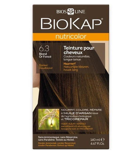 BIOKAP - NUTRICOLOR COLORATION NATURELLE 6.3 BLOND OR FONCE