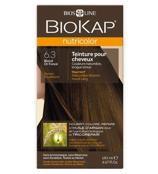 BIOKAP - NUTRICOLOR COLORATION NATURELLE 6.3 BLOND OR FONCE