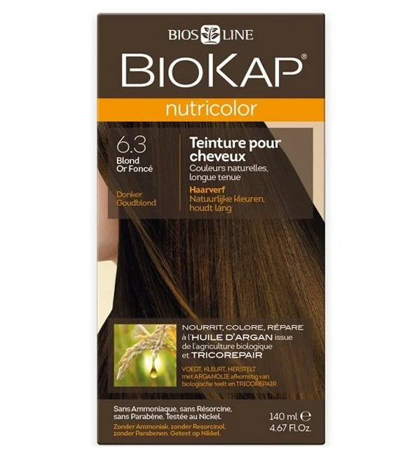 BIOKAP - NUTRICOLOR COLORATION NATURELLE 6.3 BLOND OR FONCE
