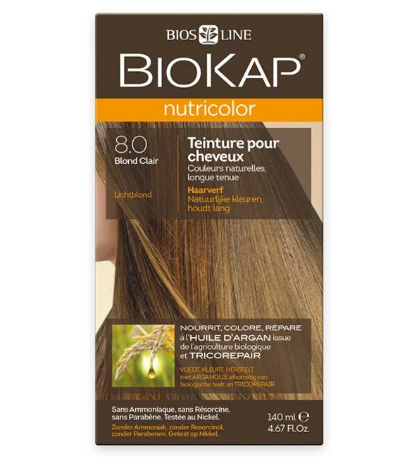 BIOKAP - NUTRICOLOR COLORATION NATURELLE 8.0 BLOND CLAIR