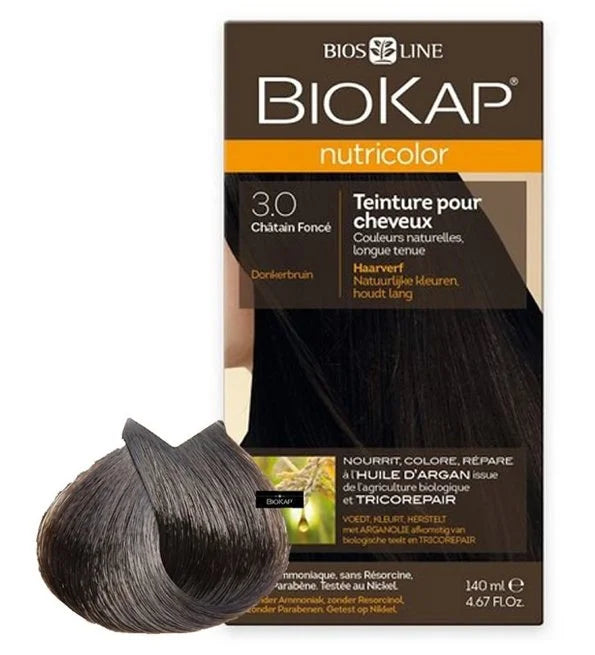 BIOKAP - NUTRICOLOR COLORATION NATURELLE 3.0 CHATAIN FONCE