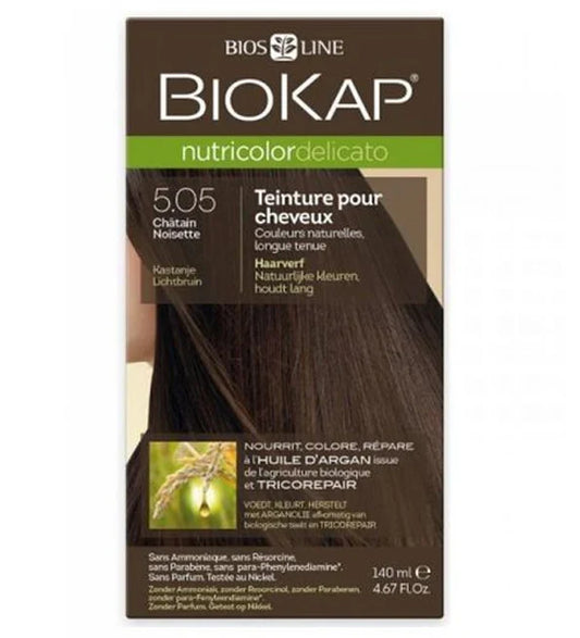 BIOKAP - NUTRICOLOR DELICATO COLORATION NATURELLE 5.05 CHATAIN NOISETTE