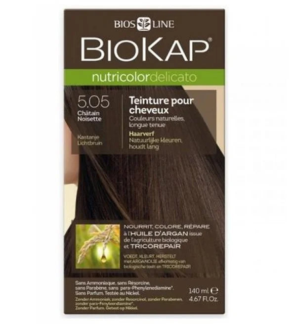 BIOKAP - NUTRICOLOR DELICATO COLORATION NATURELLE 5.05 CHATAIN NOISETTE
