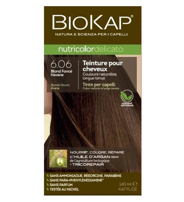 BIOKAP - NUTRICOLOR DELICATO COLORATION NATURELLE 6.06 BLOND FONCE HAVANE