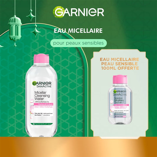 GARNIER - OFFRE SKIN MICELLAIRE PEAU SENSIBLE 400ML = MICELLAIRE 100ML PS