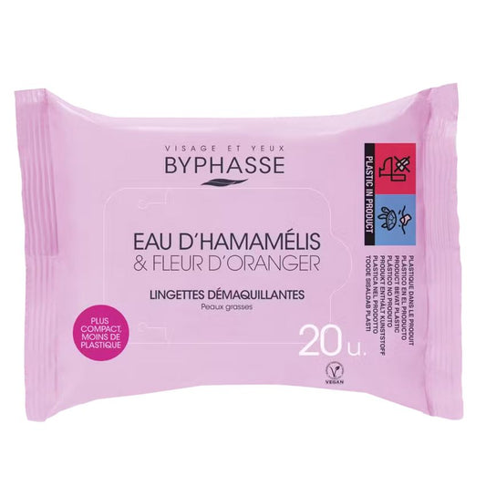BYPHASSE - LINGETTES DEMAQUILLANTES AUX HAMAMELIS ET FLEUR D'ORANGER 20 UNITES