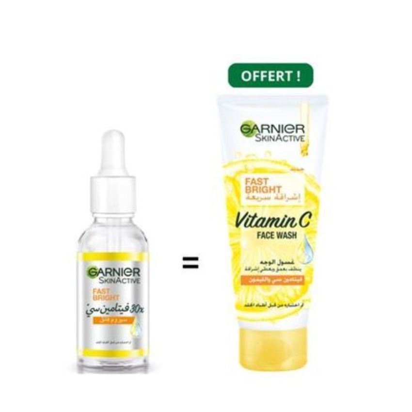 GARNIER - PACK SERUM VISAGE FAST BRIGHT 30 ML = GEL NETTOYANT 100 ML