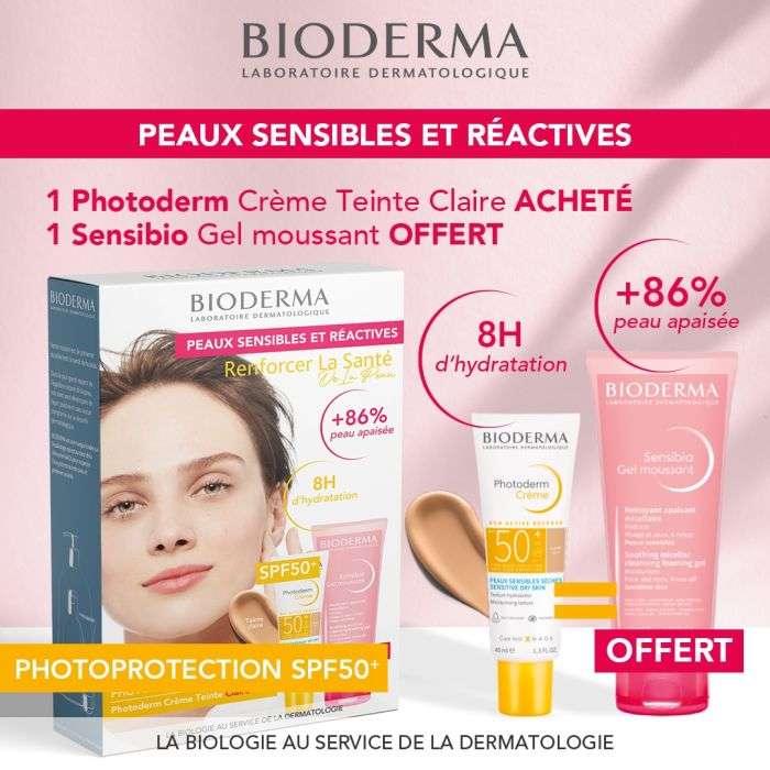 BIODERMA - OFFRE PHOTODERM SUN ACTIVE DEFENCE CREME SOLAIRE SPF 50 + TEINTE CLAIRE