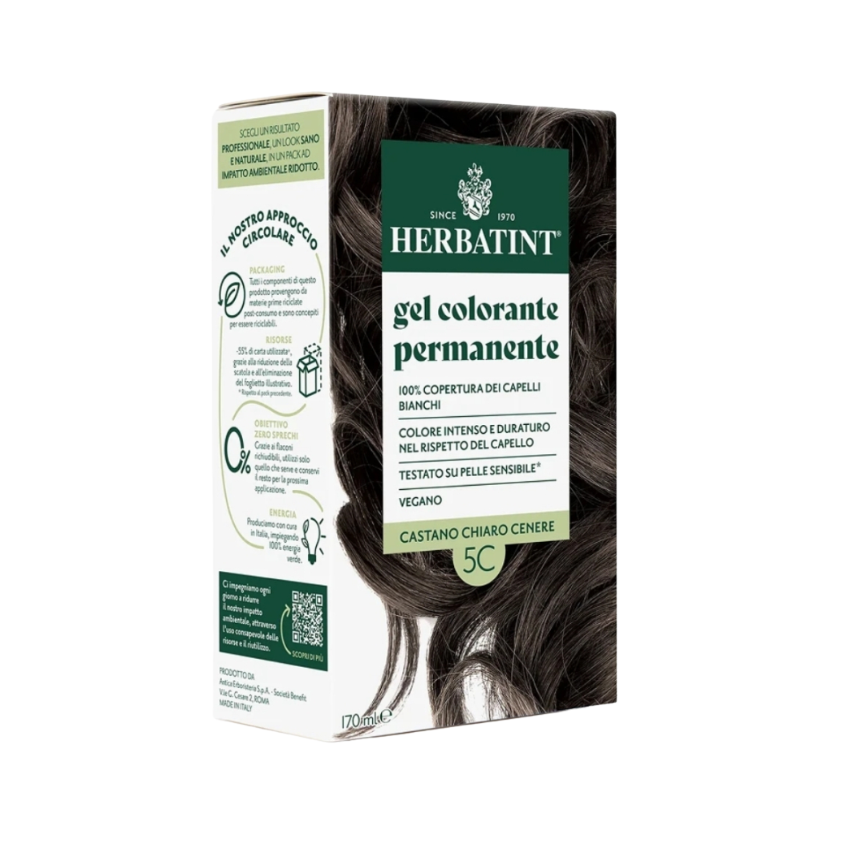 HERBATINT SOIN COLORANT PERMANENT 5C CHATAIN CLAIRE CENDRE 150 ML