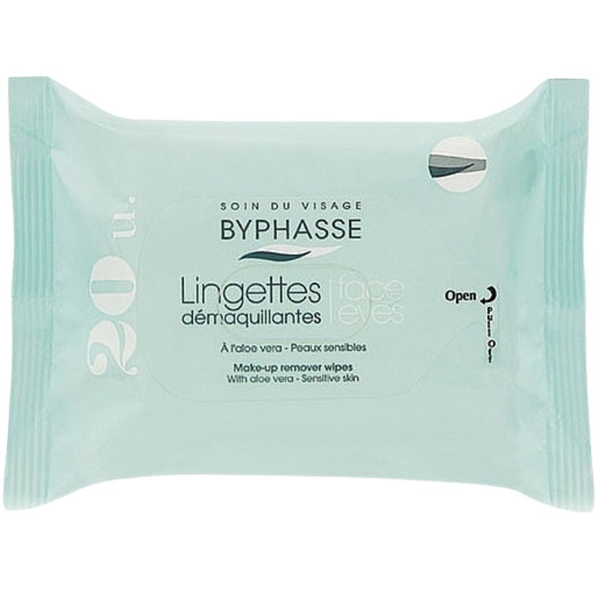 BYPHASSE - MAKE-UP REMOVER WIPES WITH ALOE VERA SENSITIVE SKIN 20PCS