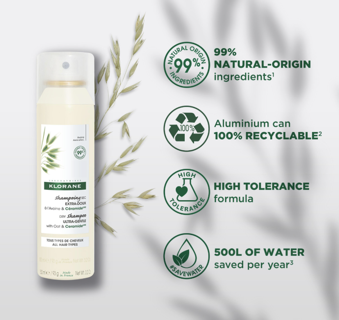 KLORANE - SHAMPOOING SEC EXTRA DOUX SPRAY TOUS TYPES DE CHEVEUX 150 ML
