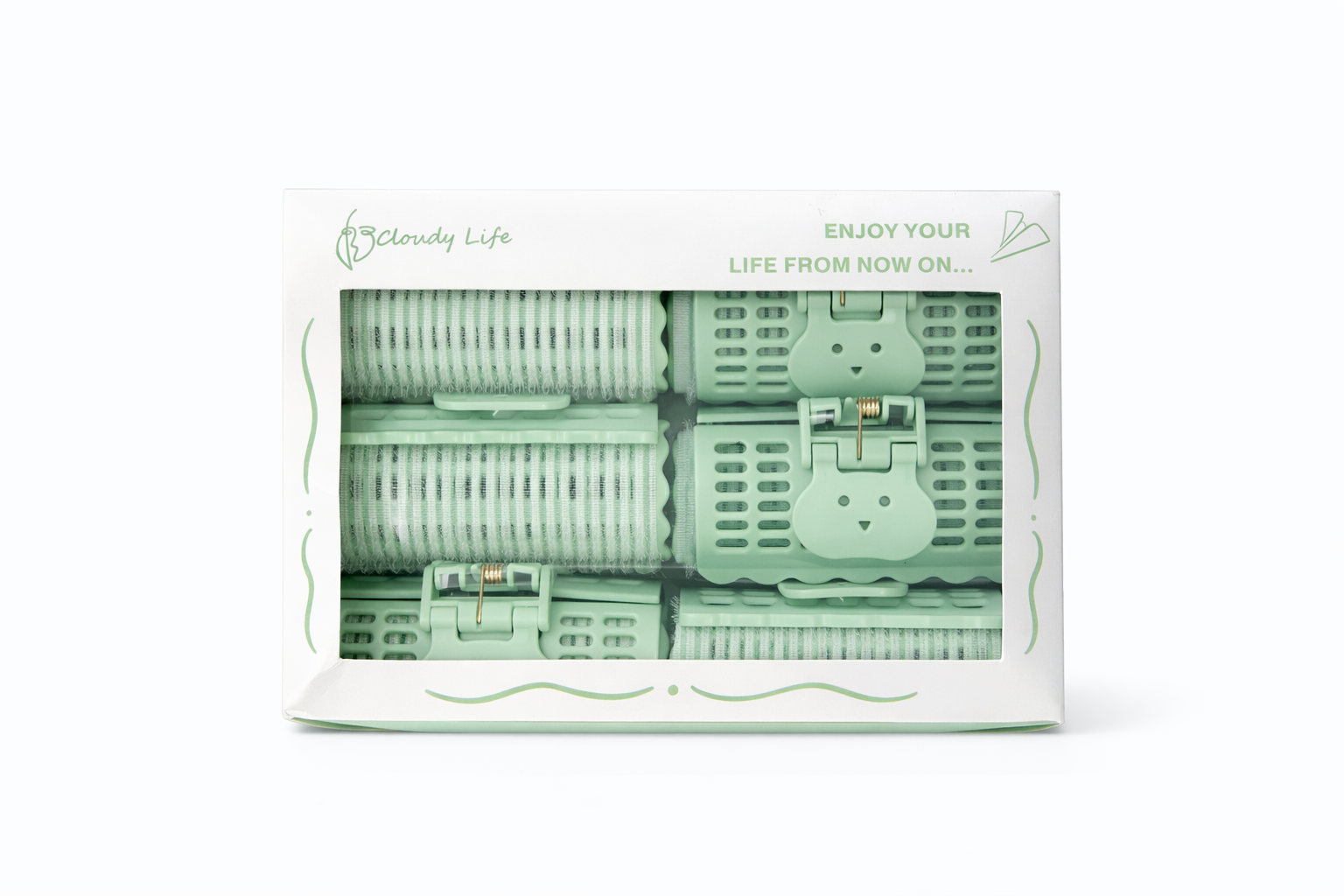 CLOUDY LIFE - COFFRET 6 HAIR ROLLER VERT CL3159