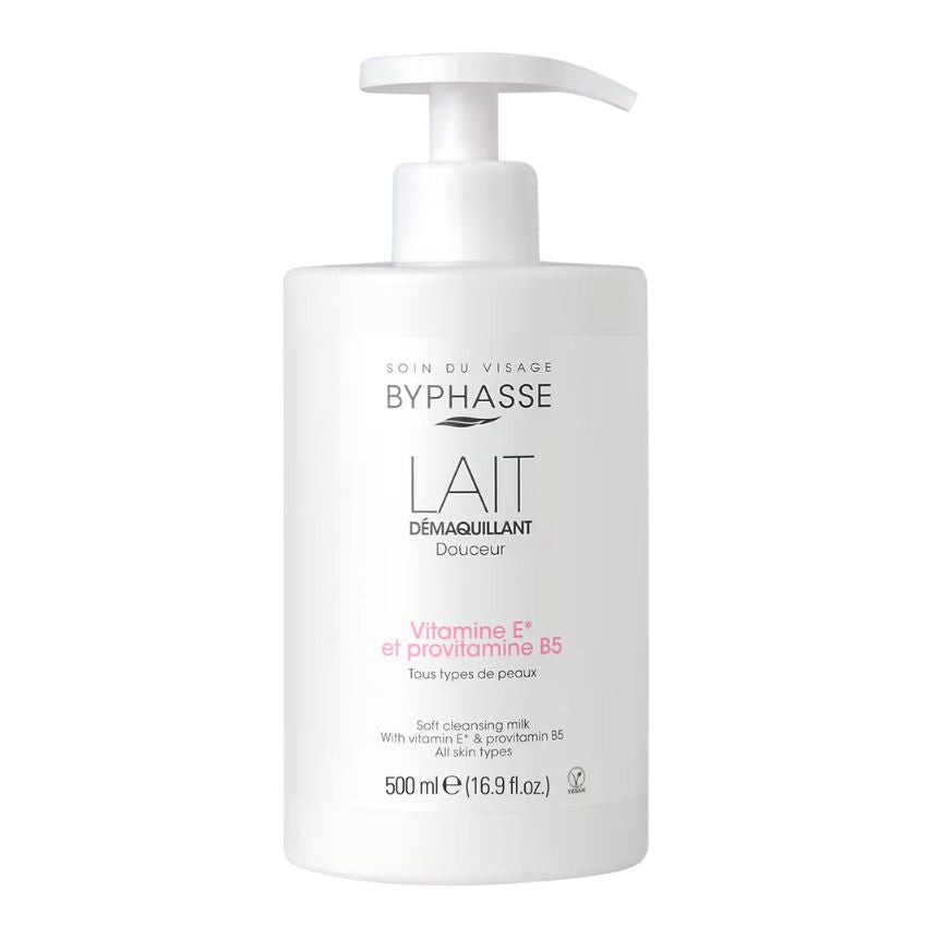 BYPHASSE - LAIT DEMAQUILLANT DOUCEUR VISAGE ET YEUX AVEC POMPE 500ML
