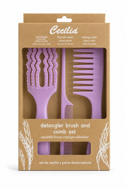 CECILIA - COFFRET BROSSES WET 3 PIECES TZ-801-3PCS MAUVE