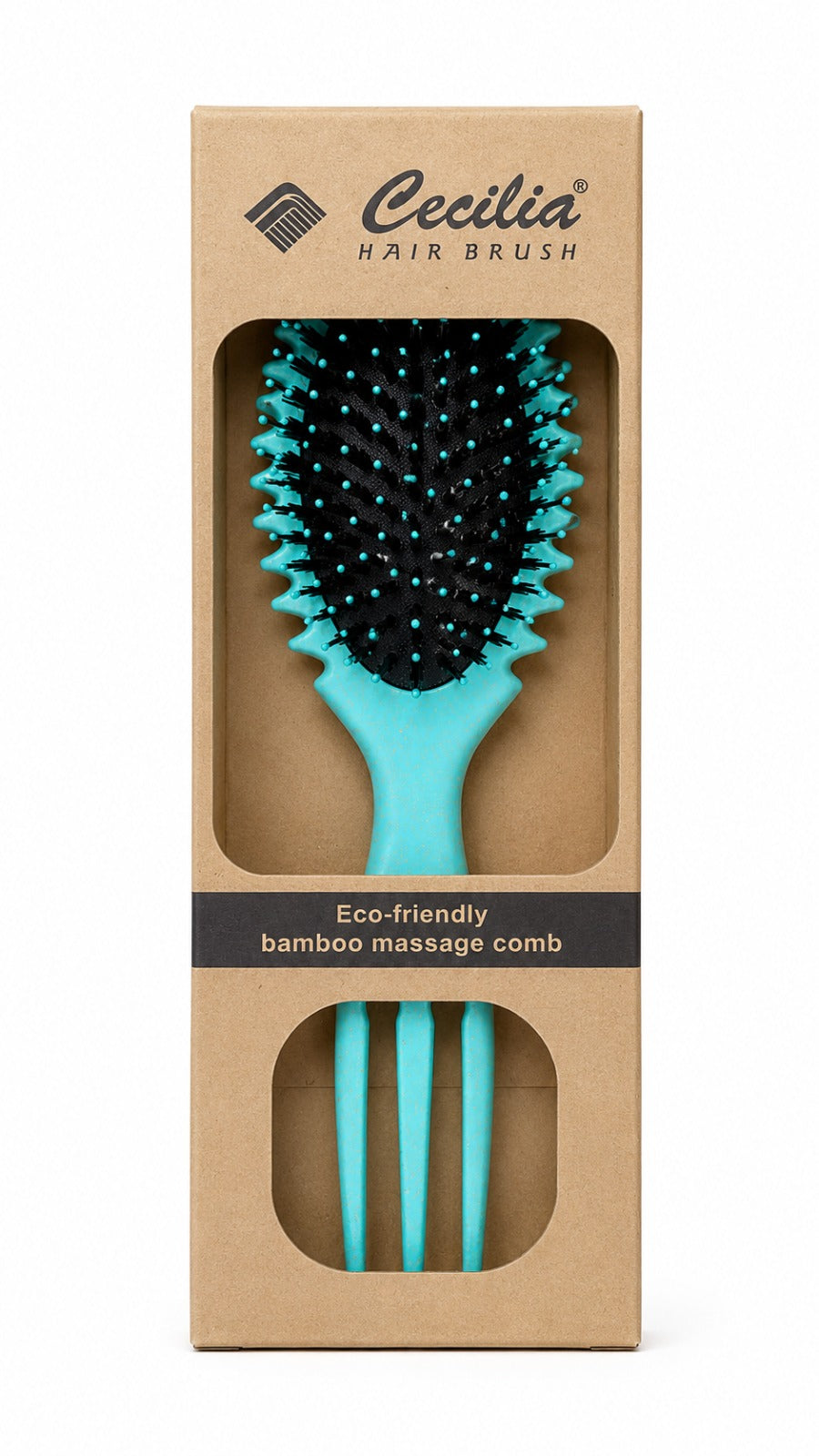 CECILIA - BROSSE CHEVEUX BOUCLES OVALE VERT 2038