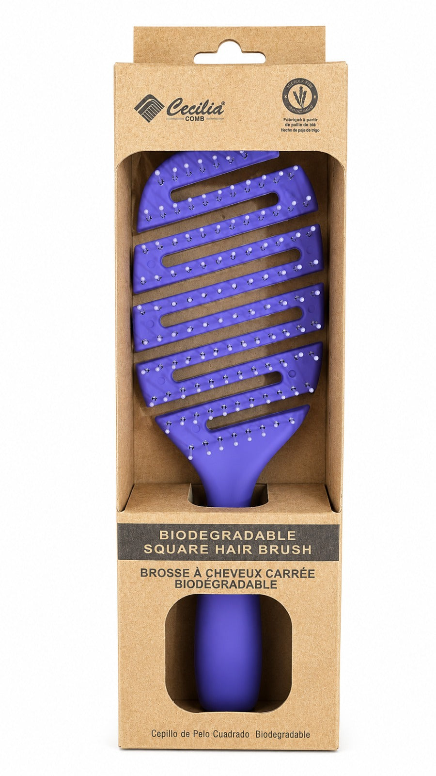 CECILIA - BROSSE CHEVEUX DETANGLER CARRE MAUVE HH2363