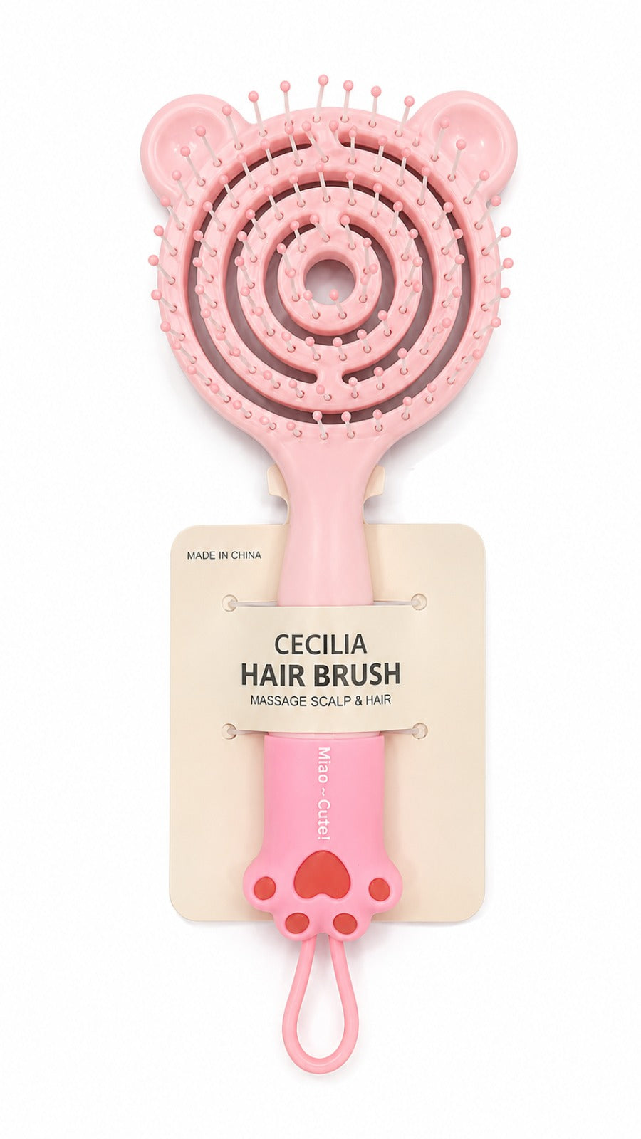 CECILIA - BROSSE CHEVEUX ENFANT ROND ROSE 2057
