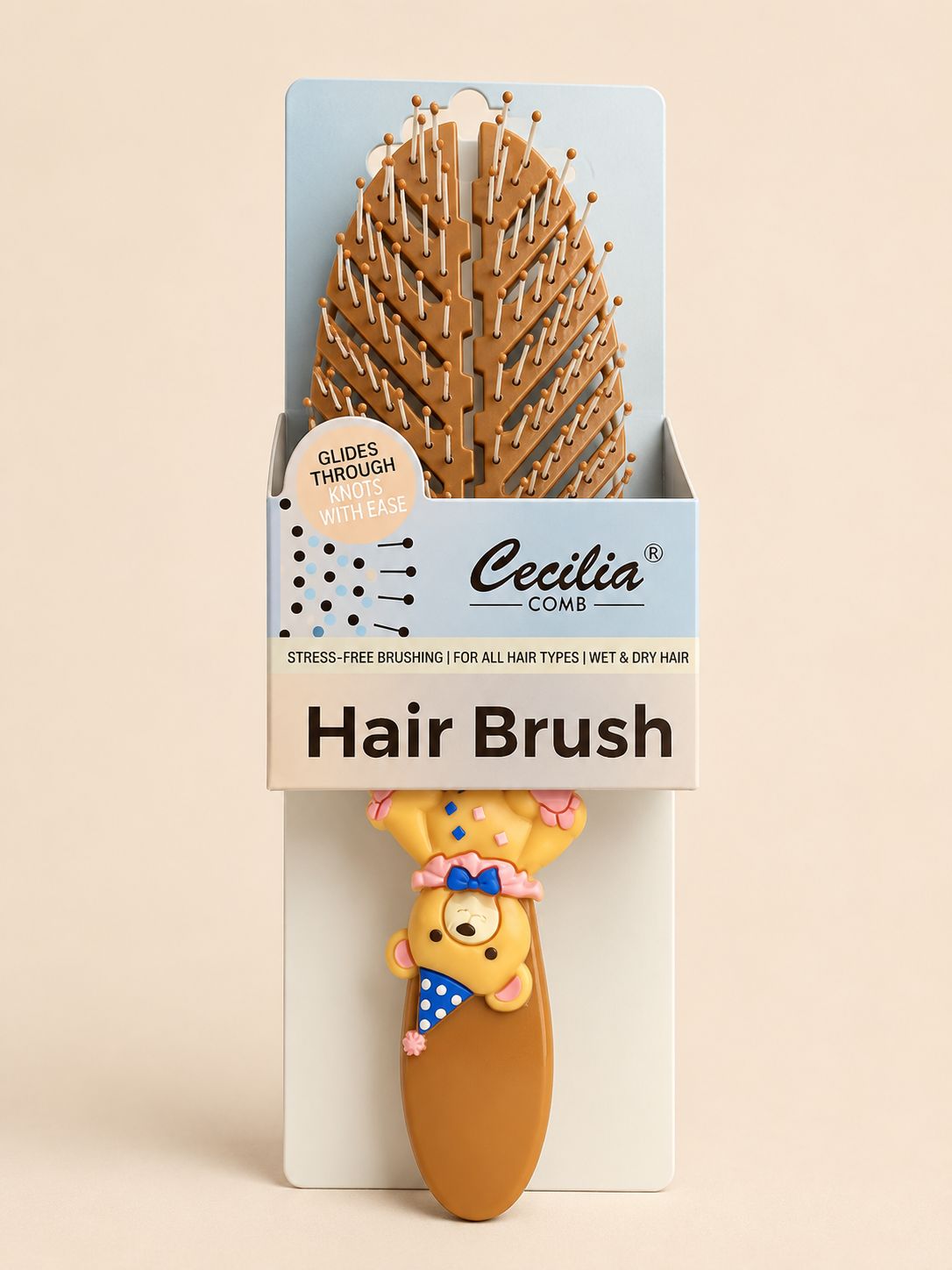CECILIA - BROSSE CHEVEUX ENFANT OVALE MARRON 2134